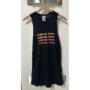 Victorias Secret Pink Women Size Small Sleeveless Shirt "Caffeine Queen" Black